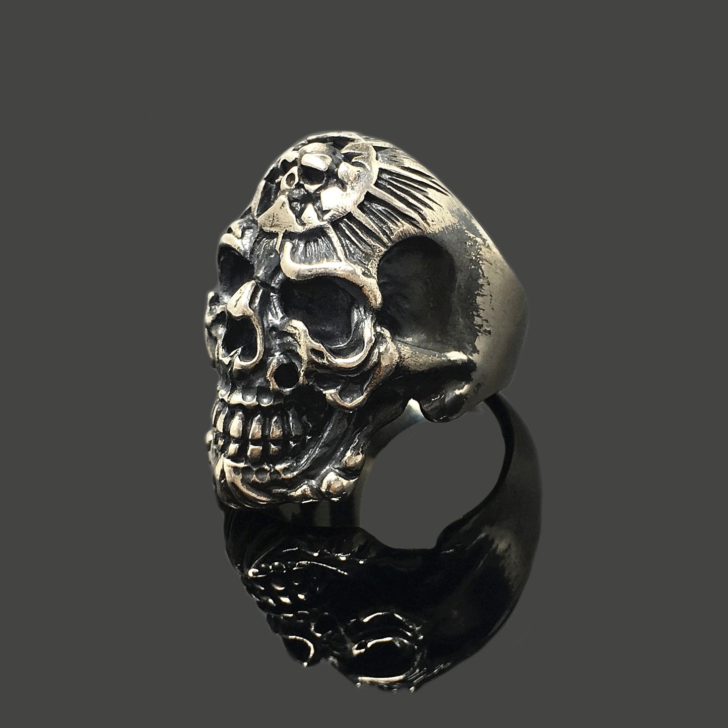 Retro Gothic Skull Silver Ring
