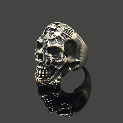 Retro Gothic Skull Silver Ring