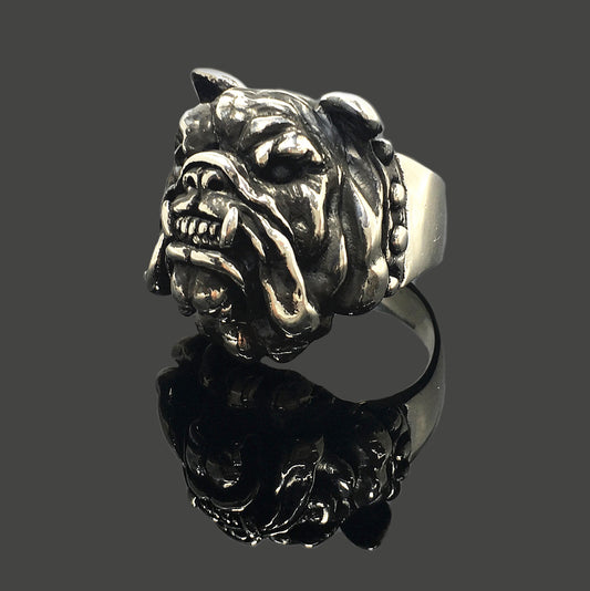 Cute Bulldog Shape Retro Silver Ring