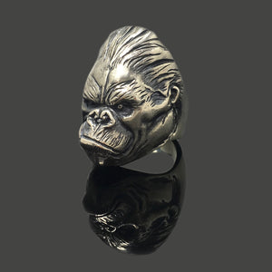 Retro 925 Sterling Silver King Kong Animal Ring for Women Men