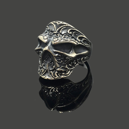 Vintage 925 Sterling Silver Gothic Skeleton Ring Rock