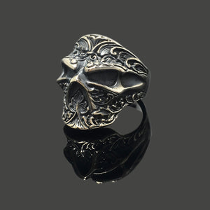Vintage 925 Sterling Silver Gothic Skeleton Ring Rock