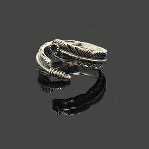 Takahashi Goro 925 Sterling Silver Onyx Feather Ring