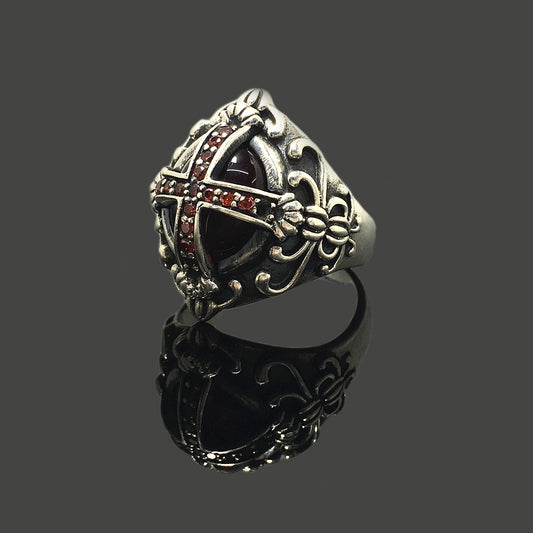 Retro Vintage Knight Cross 925 Sterling Silver Rings