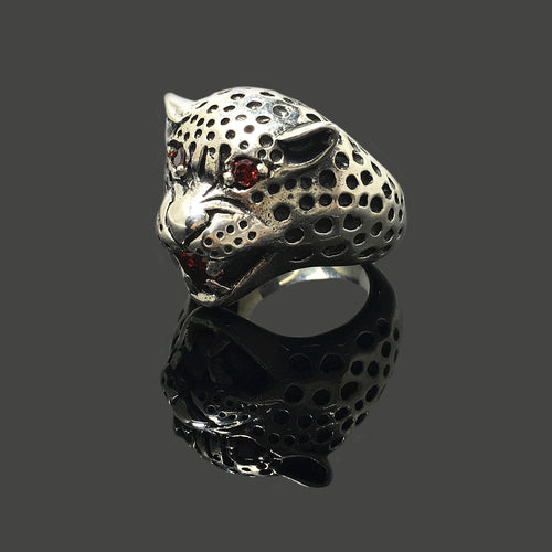 Leopard Head 925 Sterling Silver Retro Ring