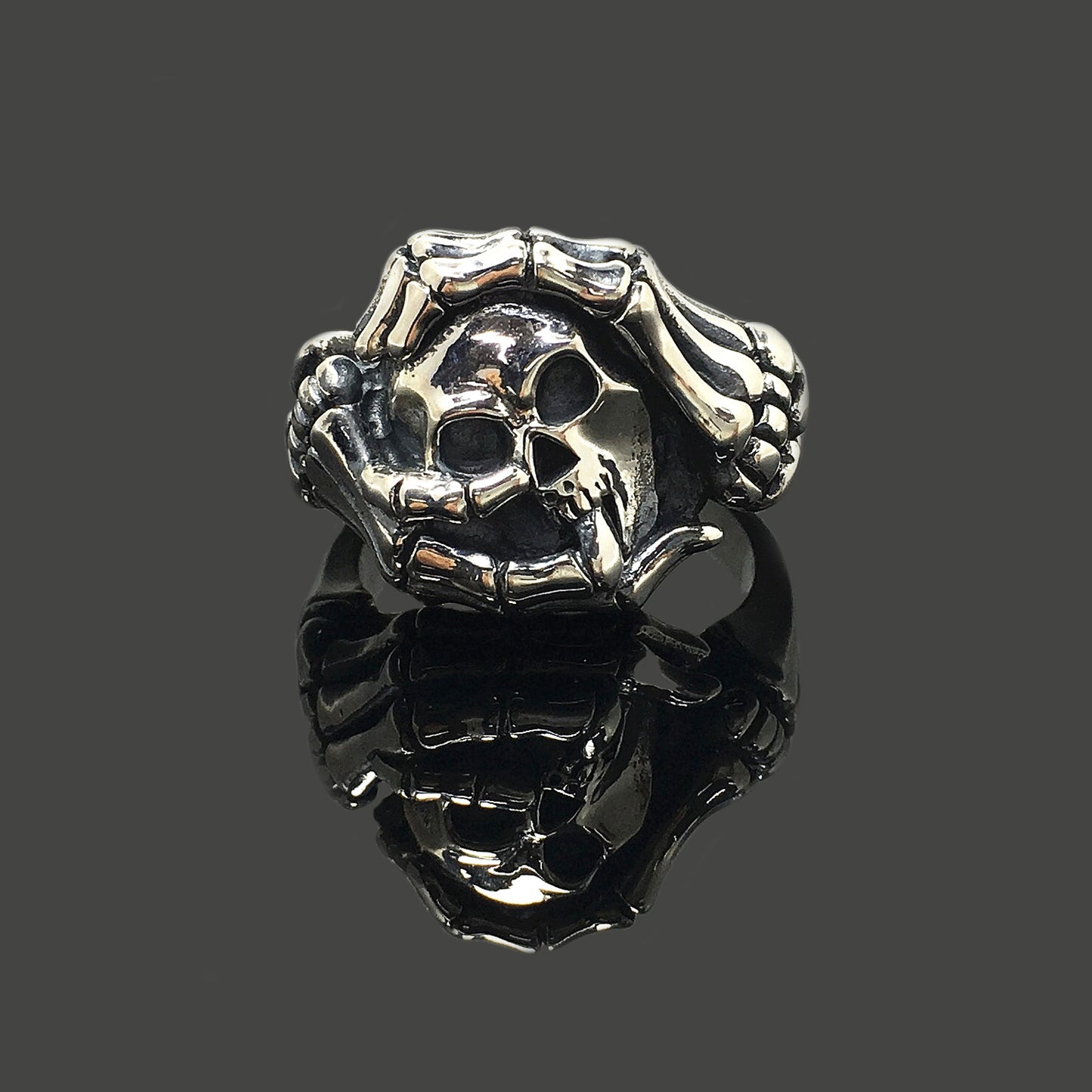 925 Sterling Silver Retro Skull Fist Ring