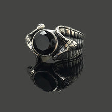 Load image into Gallery viewer, Double Snake Black Onyx 925 Sterling Silver Retro Ring
