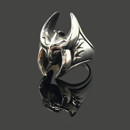 925 Sterling Silver Retro Domineering Fashion Bat Ring