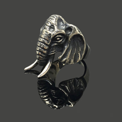 Elephant Head Retro 925 Sterling Silver Ring
