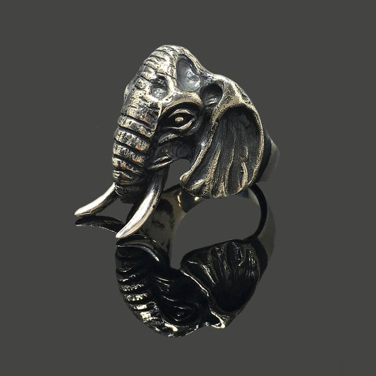 Elephant Head Retro 925 Sterling Silver Ring