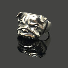 Load image into Gallery viewer, Pit Bull Dog Pug Head Animal Face Ring Retro 925 Sterling Silver
