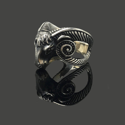Vintage Rams Head Ring 925 Solid Sterling Silver