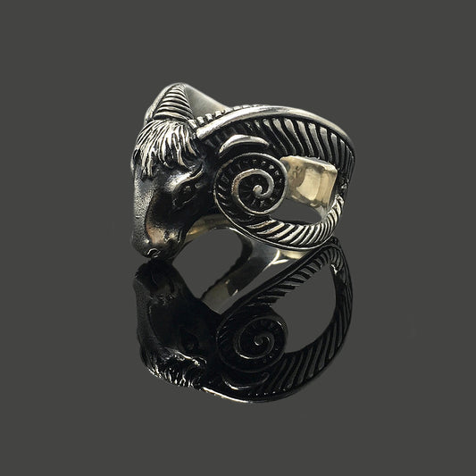 Vintage Rams Head Ring 925 Solid Sterling Silver