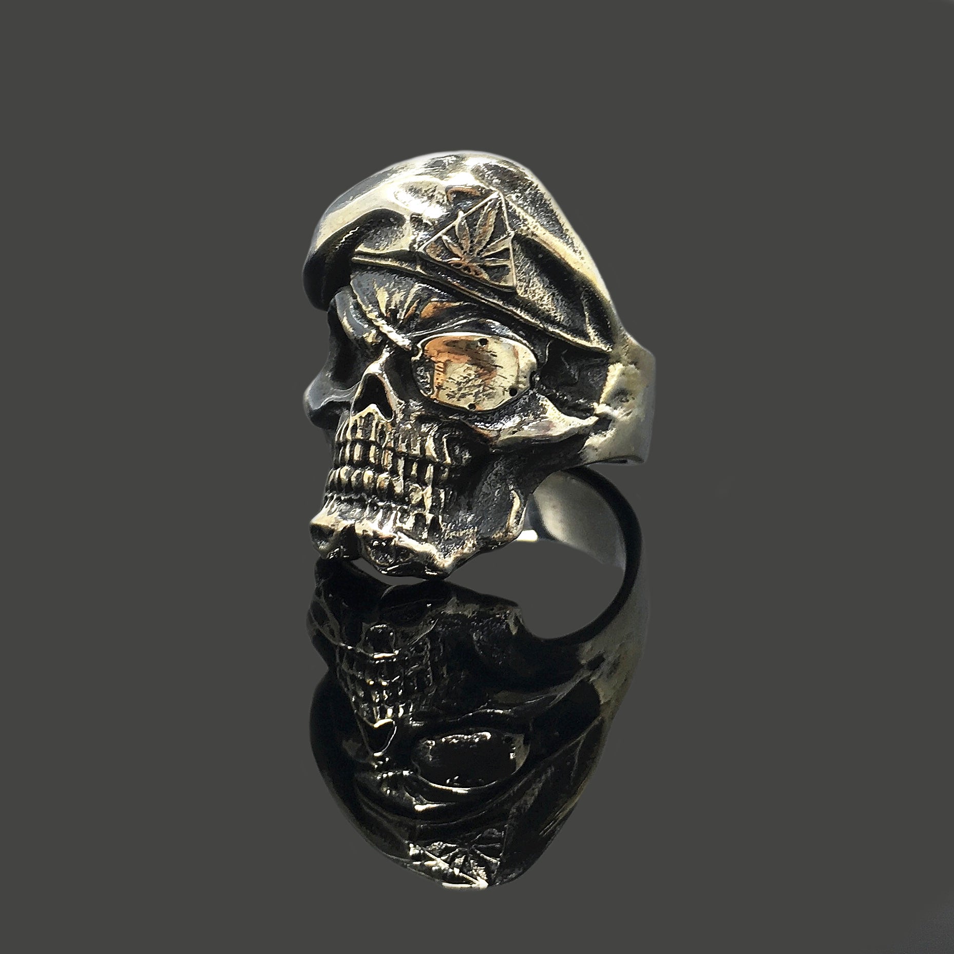 Navy Pirate Captain Retro Sterling Silver Skull Ring