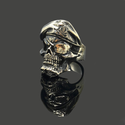 Navy Pirate Captain Retro Sterling Silver Skull Ring