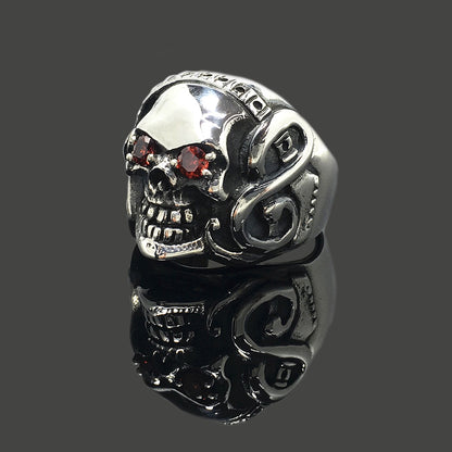 925 Sterling Silver Skull Skeleton Guitar Gothic Ring