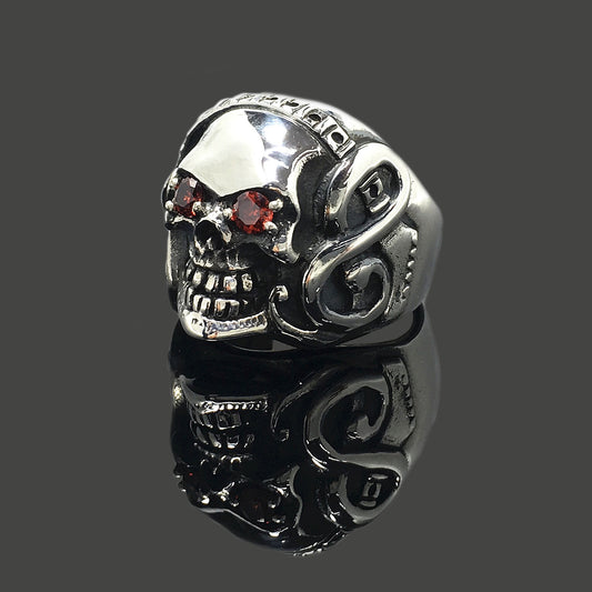 925 Sterling Silver Skull Skeleton Guitar Gothic Ring