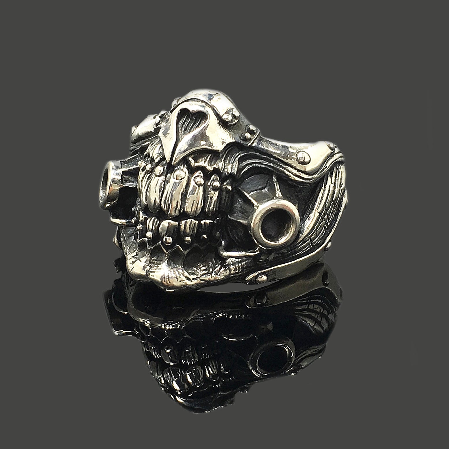 925 Sterling Silver Large Teeth Skull Ring