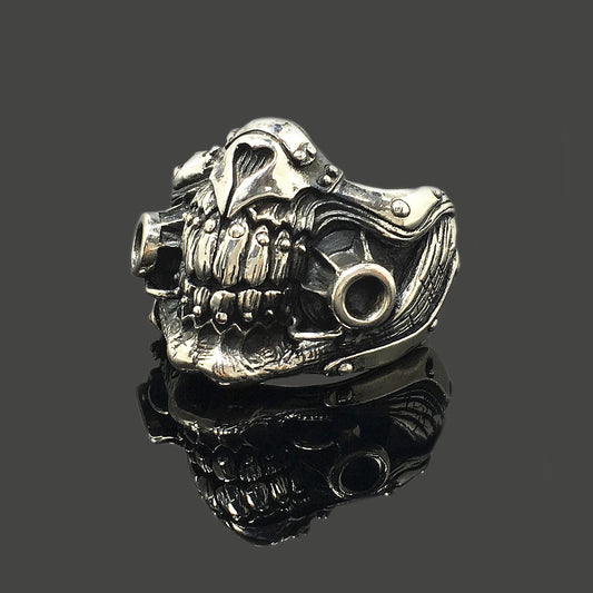 925 Sterling Silver Large Teeth Skull Ring