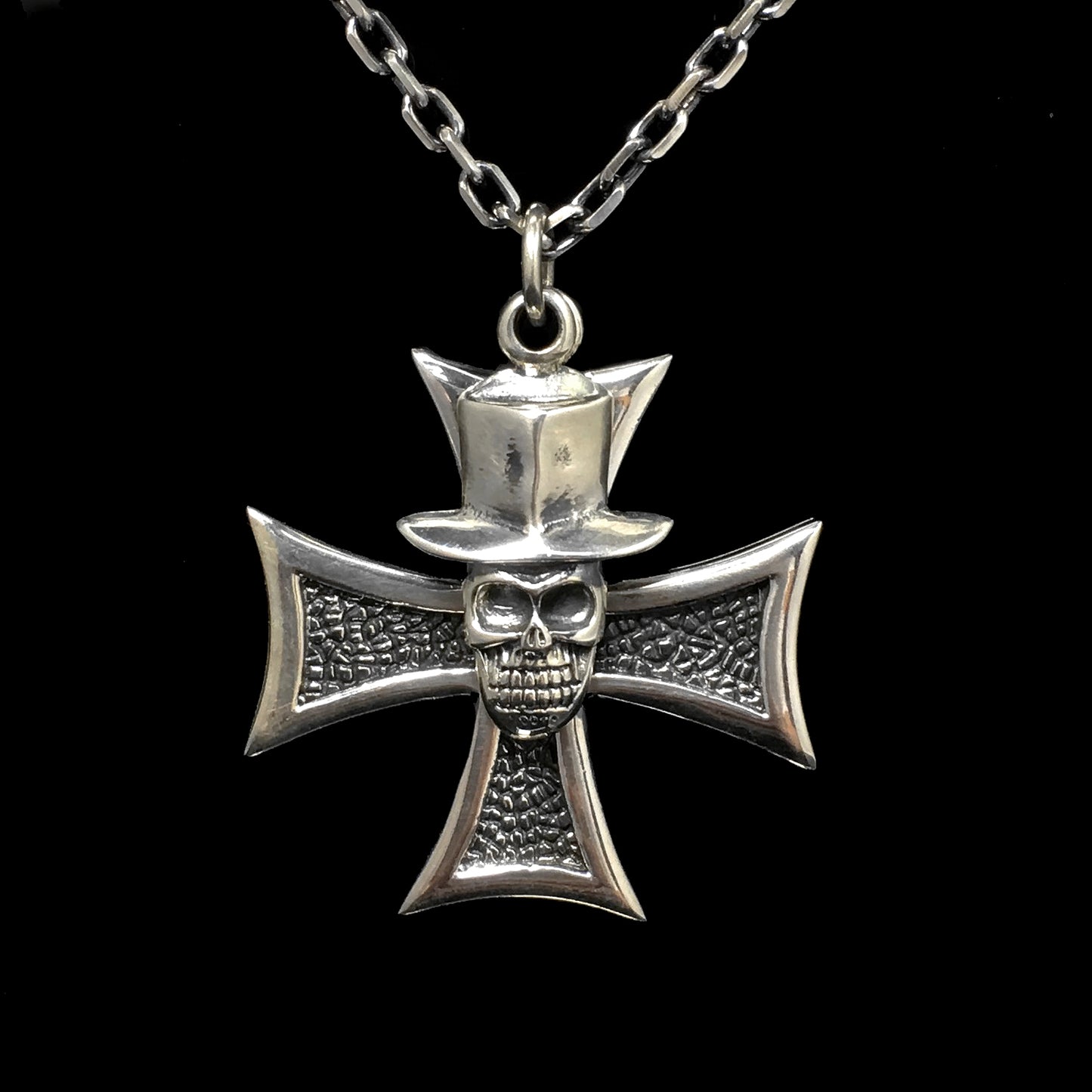 Vintage Cross Skull 925 Sterling Silver Pendant