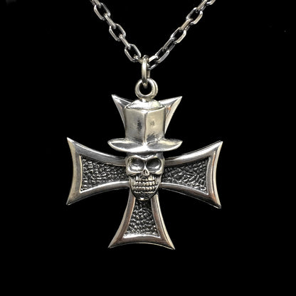 Vintage Cross Skull 925 Sterling Silver Pendant