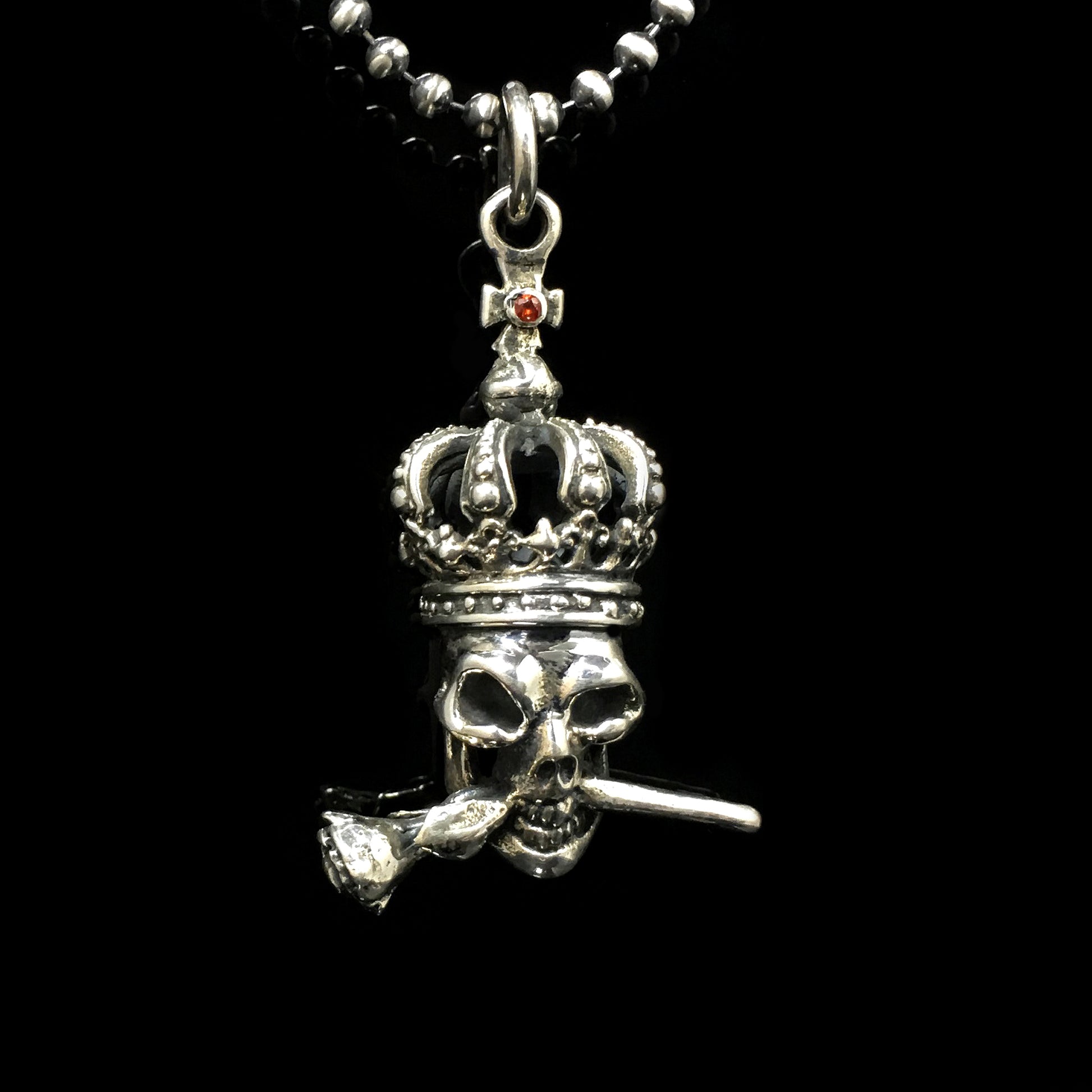 Retro Skull Rose 925 Sterling Silver Pendant