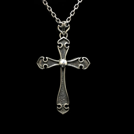 Large Antique Simple Cross 925 Silver Pendant