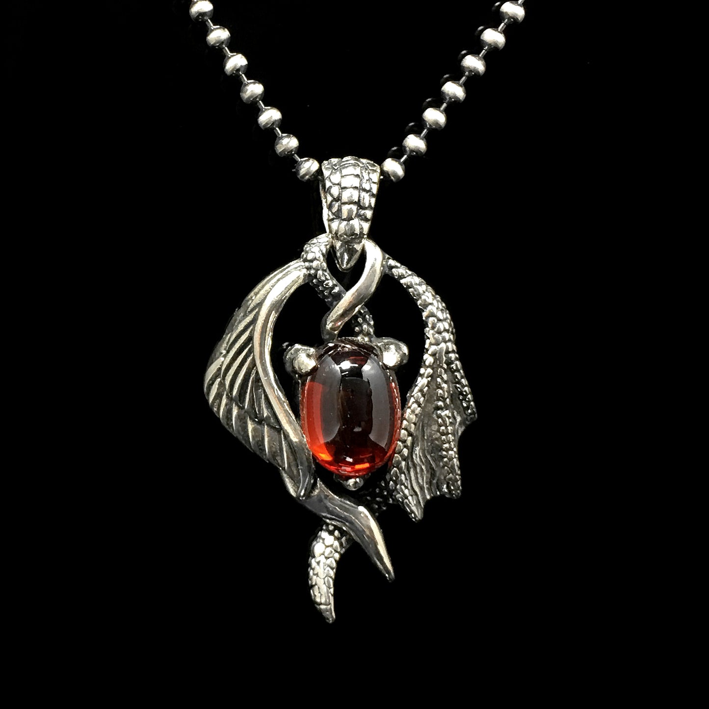 Retro Domineering Dragon Wings Red Zircon Pendant