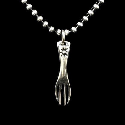 Retro Fork 925 Sterling Silver Pendant