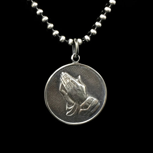 Prayer Hand Pendant Retro 925 Sterling Silver