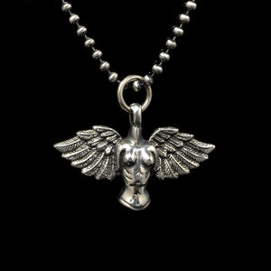 Retro Angel Wings 925 Silver Cross Pendant