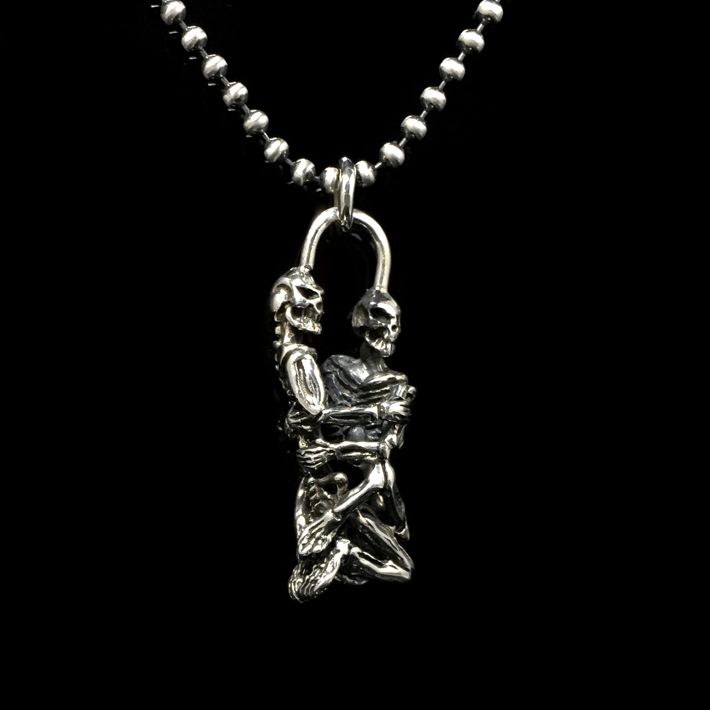 Retro Double Skulls 925 Sterling Silver Pendant