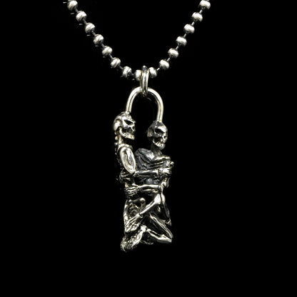 Retro Double Skulls 925 Sterling Silver Pendant