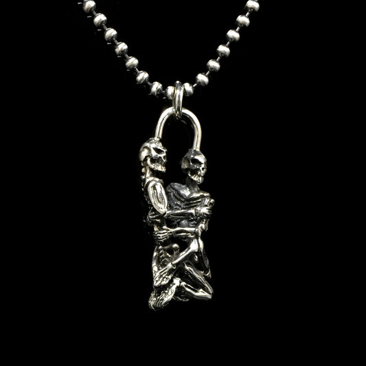 Retro Double Skulls 925 Sterling Silver Pendant