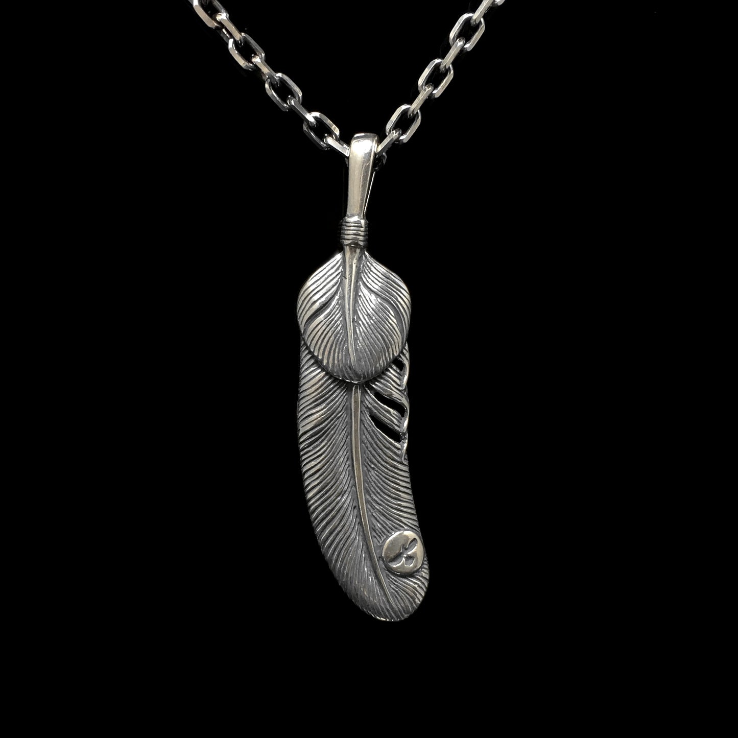 Antique Silver Small Feather Pendant Goro Takahashi