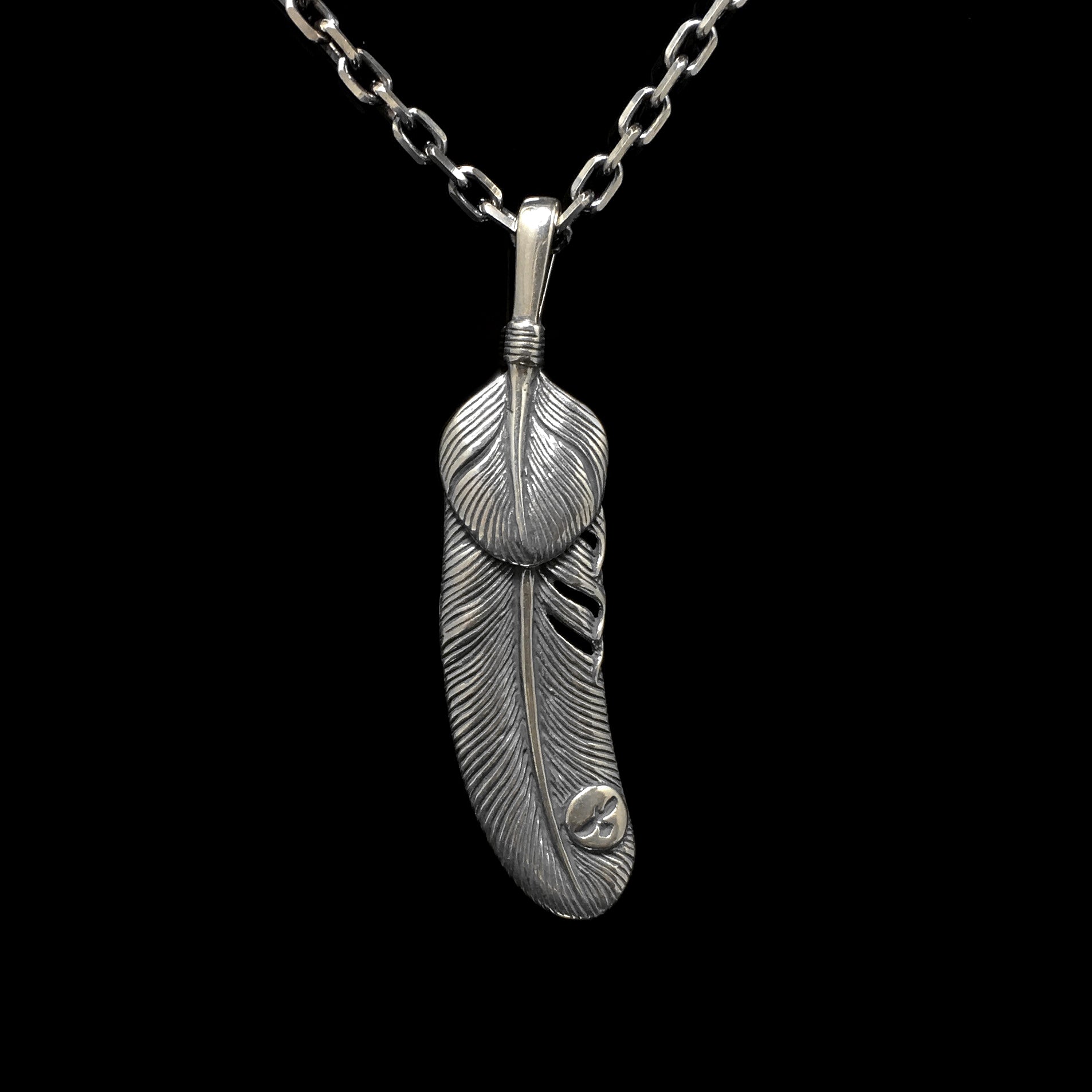 Antique Silver Small Feather Pendant Goro Takahashi