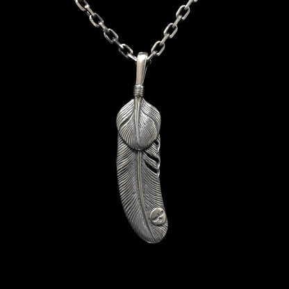 Antique Silver Small Feather Pendant Goro Takahashi