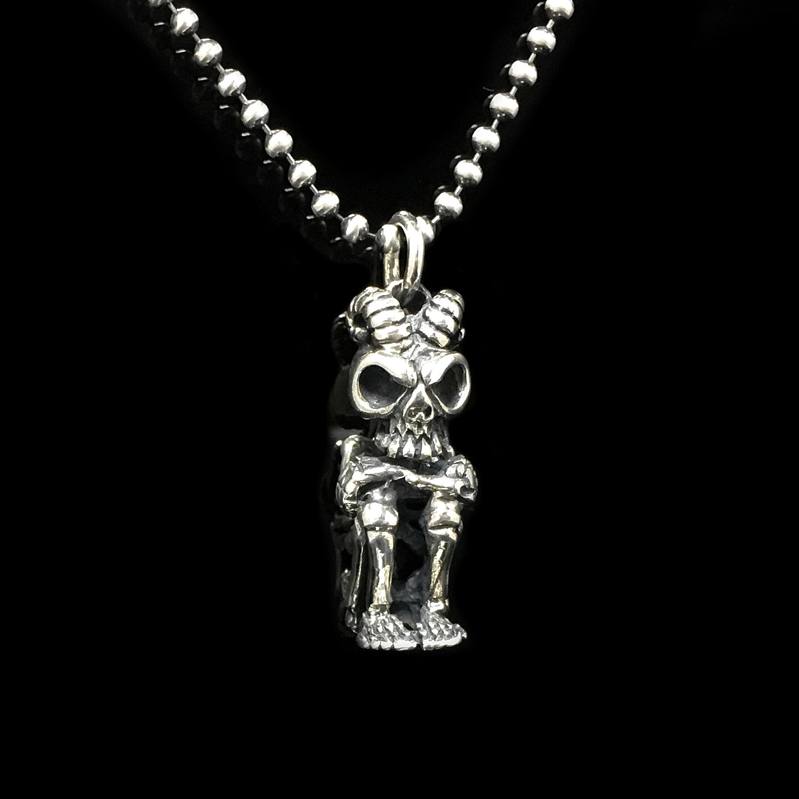 Retro Skull 925 Sterling Silver Pendant