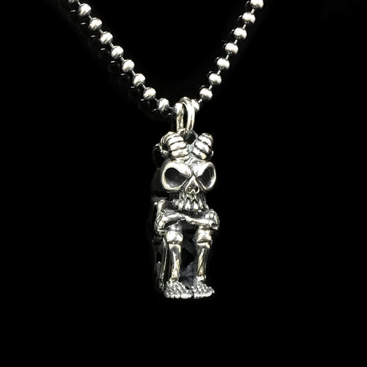 Retro Skull 925 Sterling Silver Pendant