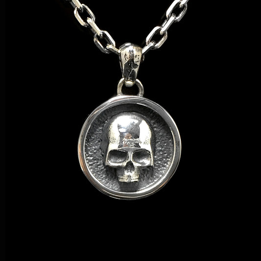 Retro Skull 925 Sterling Silver Coin Pendant