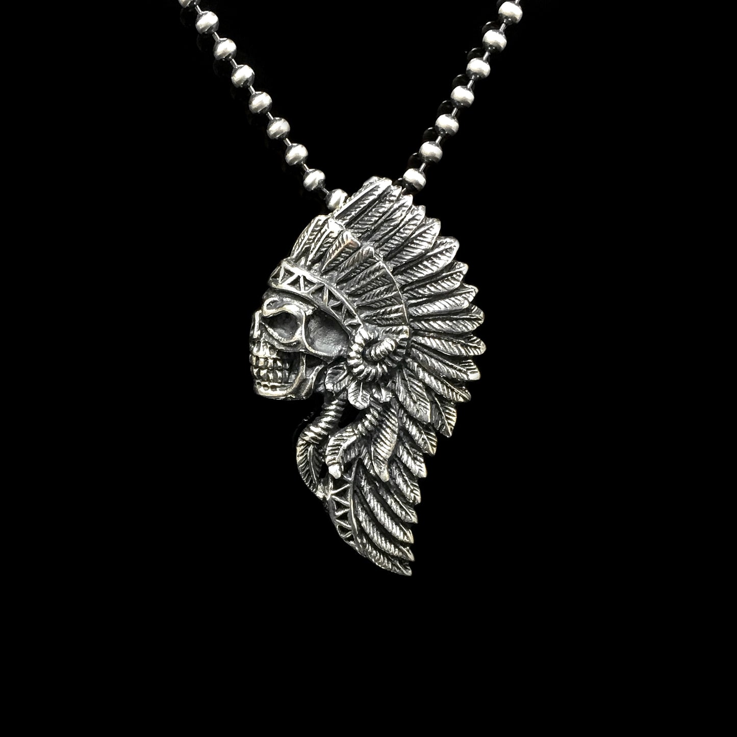 Retro Indian Chief 925 Sterling Silver Pendant