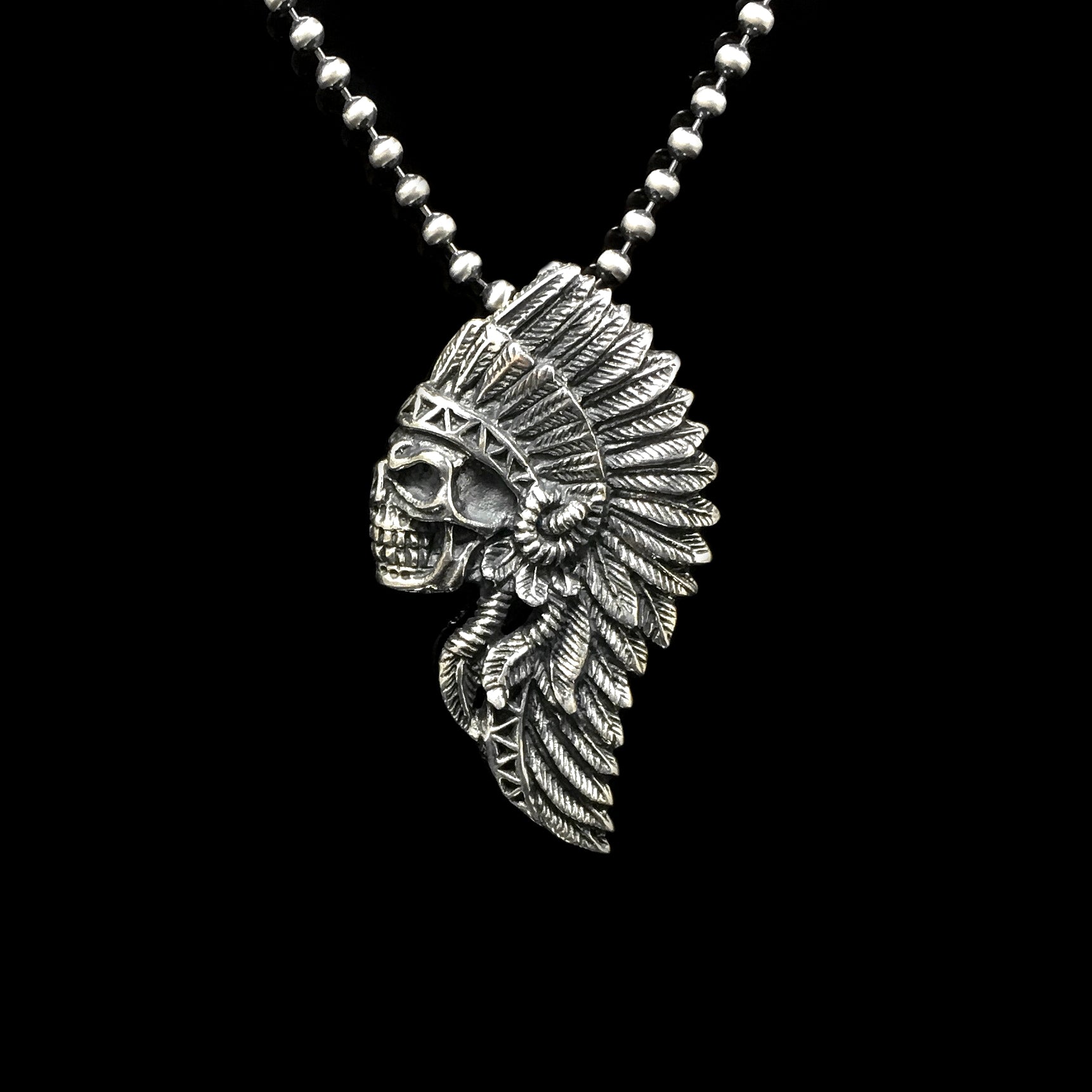 Retro Indian Chief 925 Sterling Silver Pendant