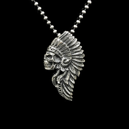 Retro Indian Chief 925 Sterling Silver Pendant