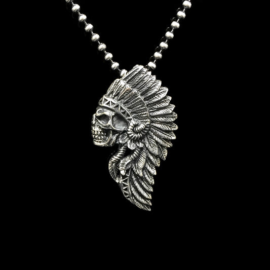 Retro Indian Chief 925 Sterling Silver Pendant