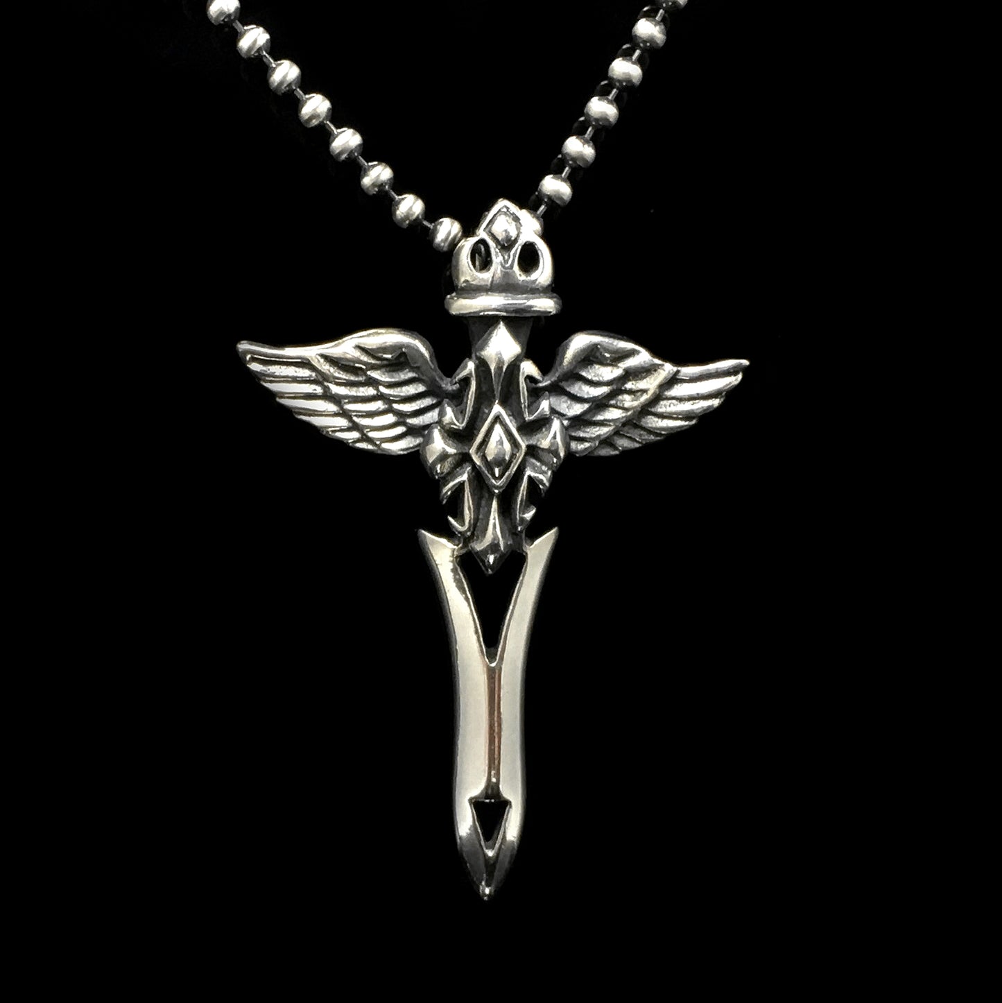Retro Silver Cross Wings Pendant