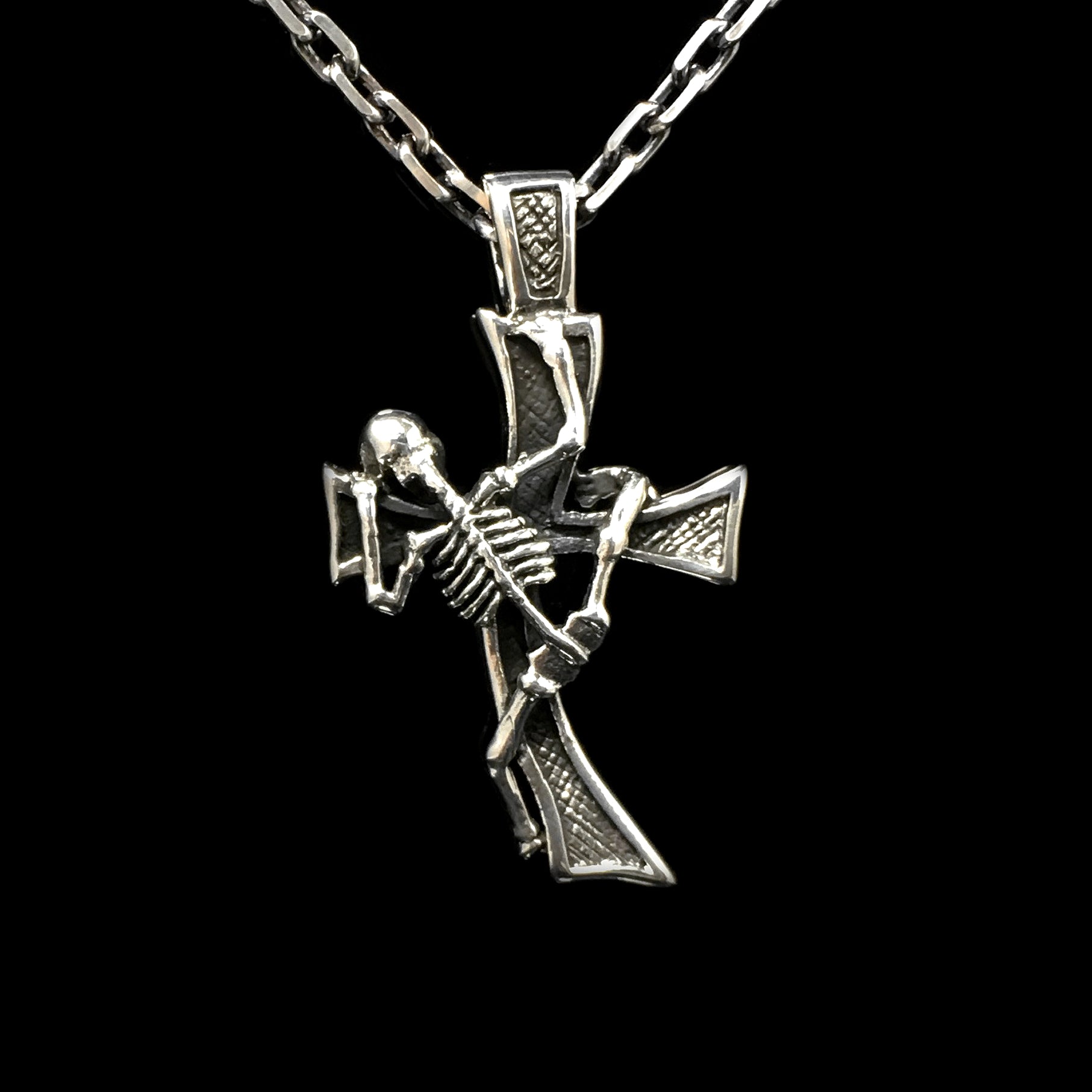 Retro Cross Skeleton Skull Pendant