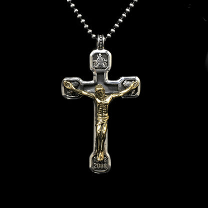 Jesus Cross Brass 925 Silver Pendant