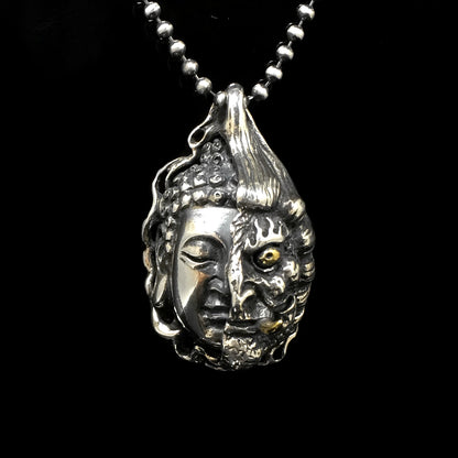 Retro 925 Sterling Silver Buddhism Buddha Pendant