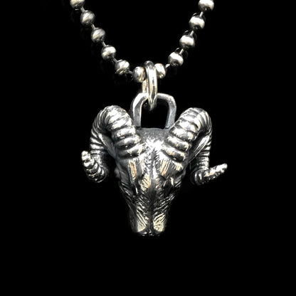 Retro Sheep Head 925 Sterling Silver Pendant