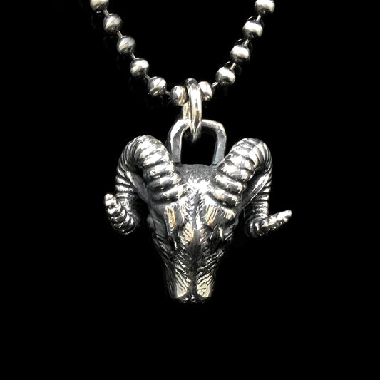 Retro Sheep Head 925 Sterling Silver Pendant